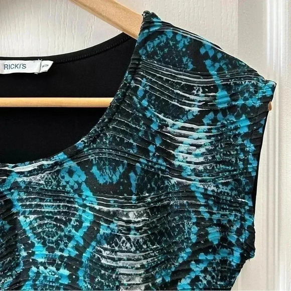 Ricki’s Mixed Media Cap Sleeve Top Black Green Size XS - Picture 6 of 15